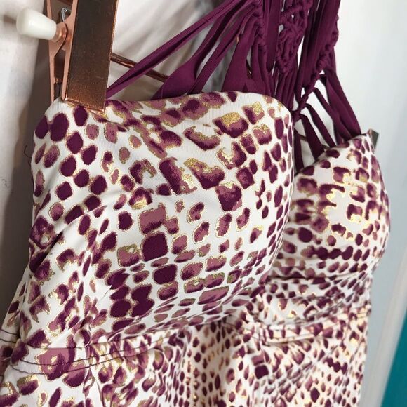 Ambrielle bathing suit top tankini foil metallic details - Picture 2 of 9